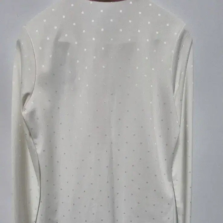 [BUNJANG] Rings White Long-Sleeve Polo Shirt Polka Dot Cat Embroidery Size 85 / 링스 흰색 긴팔 카라티 땡땡이 패턴 고양이 자수 85