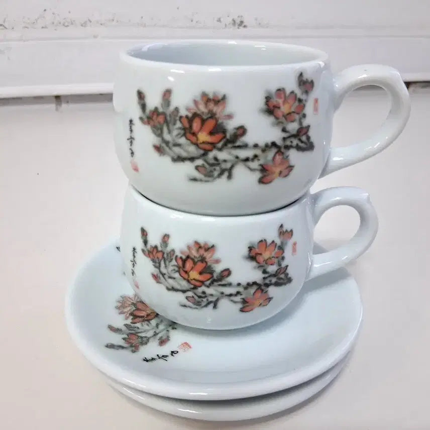 [BUNJANG] Nakseonjae Yi Bangja Gift Coffee Cup Set (4 Pieces) / 낙선재 이방자 선물커피잔2세트 4p   /찻잔