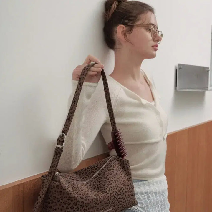 [BUNJANG] Franmeriko Leopard Shoulder Bag (Brown) / (새상품) 프랑메리코 레오파드 숄더백 (브라운)