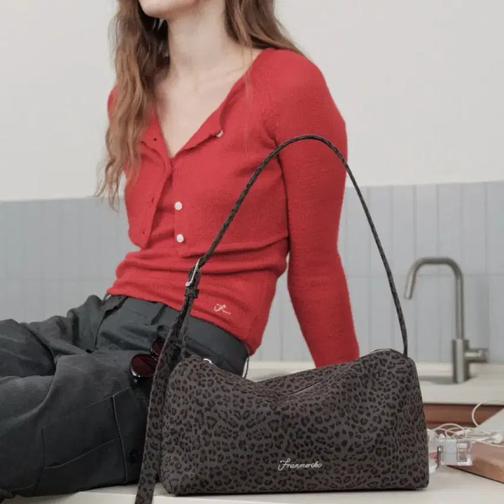 [BUNJANG] Franmeriko Leopard Shoulder Bag (Charcoal) / (새상품) 프랑메리코 레오파드 숄더백 (차콜)