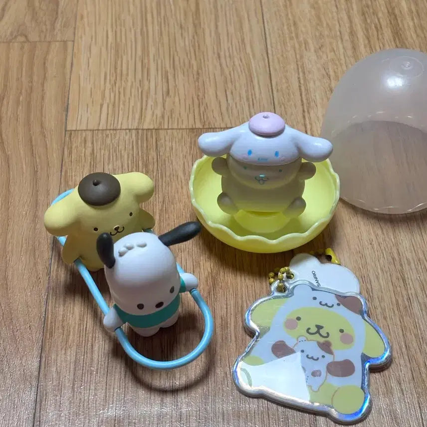 [BUNJANG] Sanrio Pompompurin Pochacco Gacha Figure Keyring Bundle Set / 산리오 폼폼푸린 포챠코 가챠 피규어 키링 일괄