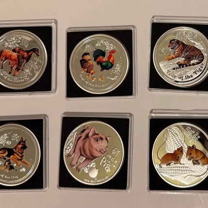 [BUNJANG] Australia Zodiac Color Coin 6-Coin Set - Queen Elizabeth II $1 / 호주 십이지신 컬러 주화 6종 세트 - 엘리자베스 2세 여왕 1달러