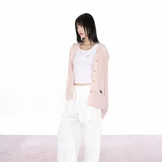 [BUNJANG] AZ ONN Sunday Hooded Cardigan Pink / 애즈온 썬데이 후드 가디건 핑크