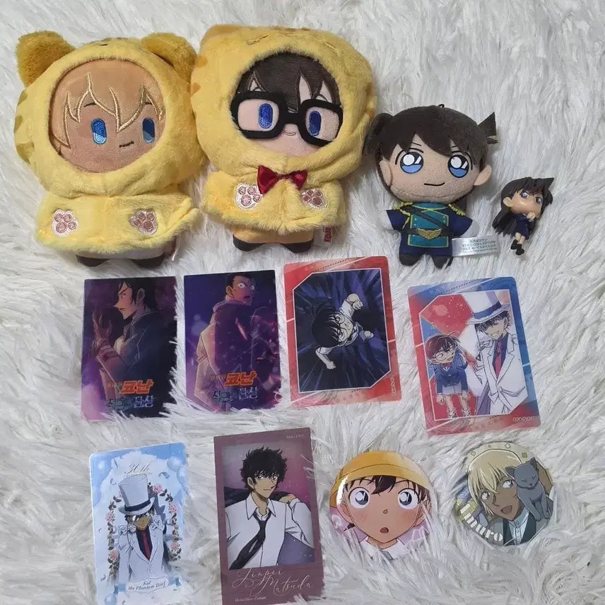 [BUNJANG] Detective Conan Lenticular &amp; Plush Set (Shinichi, Kaito Kid, Furuya) / 명탐정코난 렌티큘러 누이 신이치 괴도키드 후루야 일괄 탈덕 처분