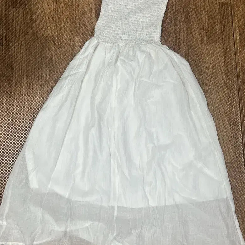[BUNJANG] White Shirring Sleeveless Mini Dress / 화이트 셔링 탑 원피스