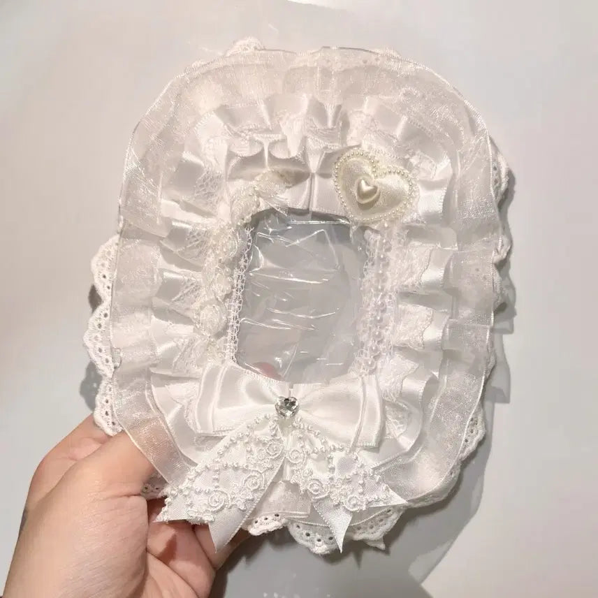 [BUNJANG] White Lace Ribbon Handmade Photocard Holder / 화이트 레이스 탑꾸 탑로더 꾸미기 핸드메이드 포카홀더