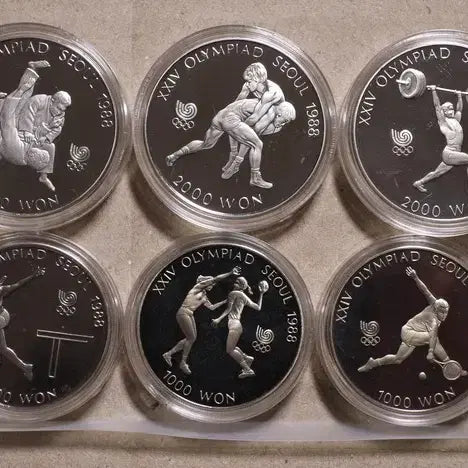[BUNJANG] 1988 Seoul Olympics Matte Proof Coin Set with Case and Certificate / 서울올림픽 무광프루프동화6종세트 +보증서, 케이스