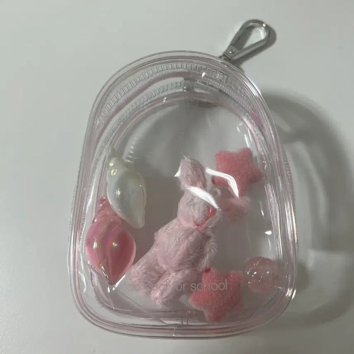 [BUNJANG] Too Cool For School Transparent Pouch Keyring with Rabbit Charm / 투쿨포스쿨 투명 파우치 키링 토끼 인형