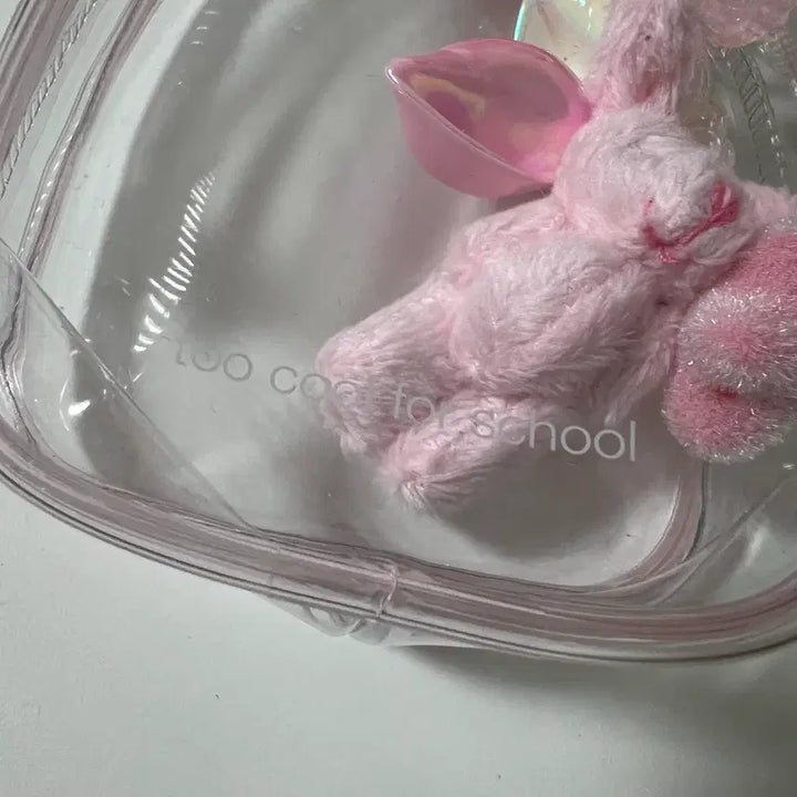[BUNJANG] Too Cool For School Transparent Pouch Keyring with Rabbit Charm / 투쿨포스쿨 투명 파우치 키링 토끼 인형