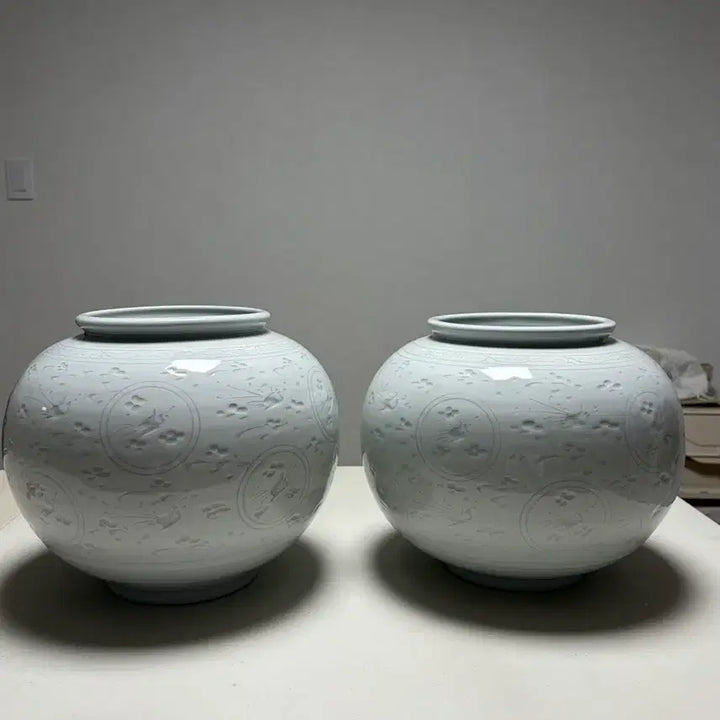 [BUNJANG] White Porcelain Blue-and-White Motif Jar Set / 백자 청화 문양 항아리 세트