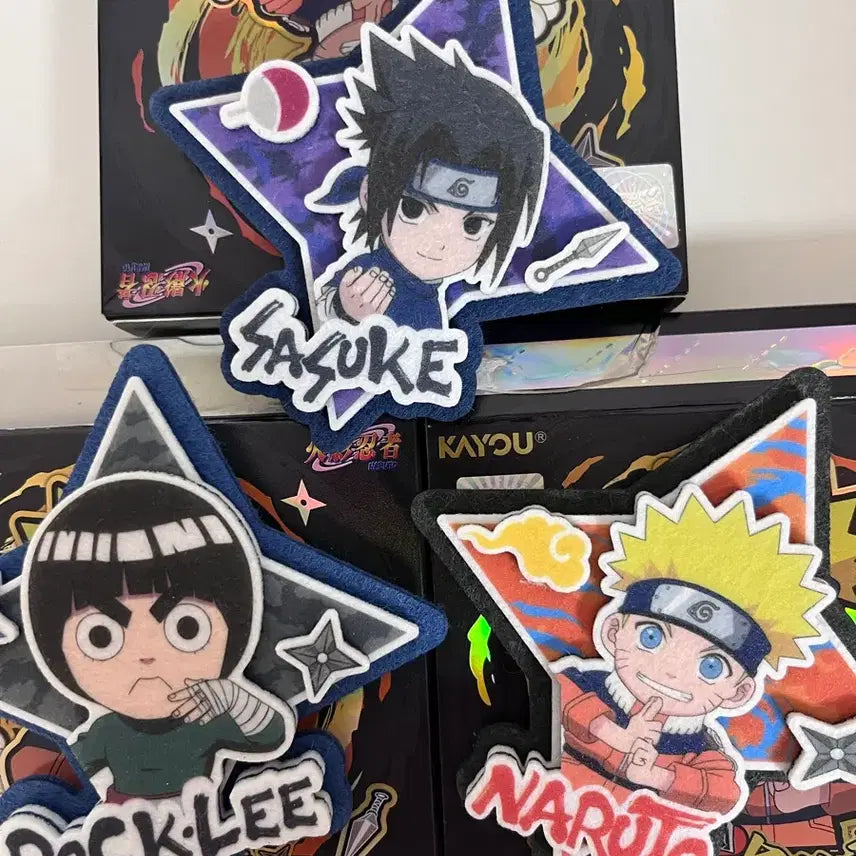 [BUNJANG] Naruto Shuriken Felt Badges - Rock Lee, Sasuke, Naruto (Bundle Set) / 나루토 수리검 펠트 뱃지 록리 사스케 나루토 일괄