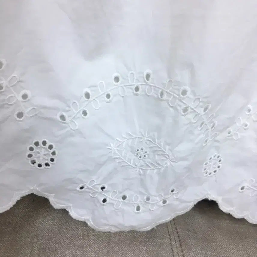 [BUNJANG] Self-Portrait White Punching Lace Short-Sleeve Shirt Collar Long Dress / (정품) 셀프포트레이트 화이트 펀칭 레이스장식  반팔 셔츠카라 롱원피스