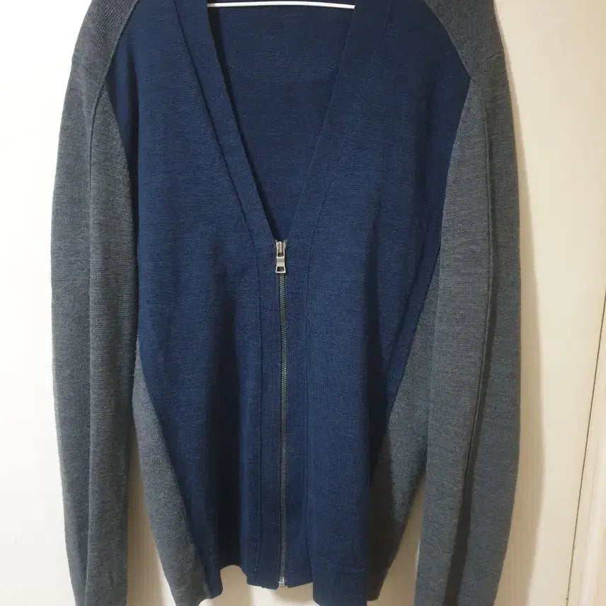 [BUNJANG] Time Homme Zip-Up Cardigan Navy/Gray / 타임옴므 집업 가디건 네이비/그레이