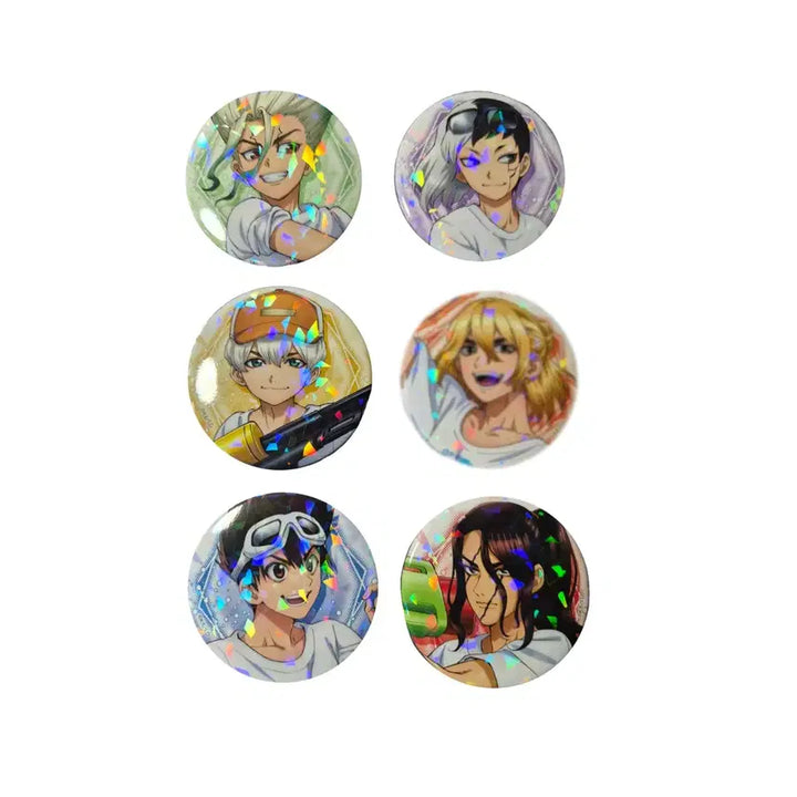 [BUNJANG] Dr. Stone Water Gun Ver. Can Badge Set - Senku, Gen, Ukyo, Ryusui, Chrome, Tsukasa / 닥터스톤 워터건 ver. 캔뱃지 센쿠 겐 우쿄 류스이 크롬 츠카사
