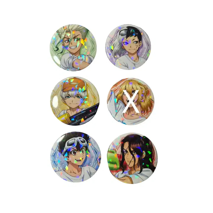 [BUNJANG] Dr. Stone Water Gun Ver. Can Badge Set - Senku, Gen, Ukyo, Ryusui, Chrome, Tsukasa / 닥터스톤 워터건 ver. 캔뱃지 센쿠 겐 우쿄 류스이 크롬 츠카사
