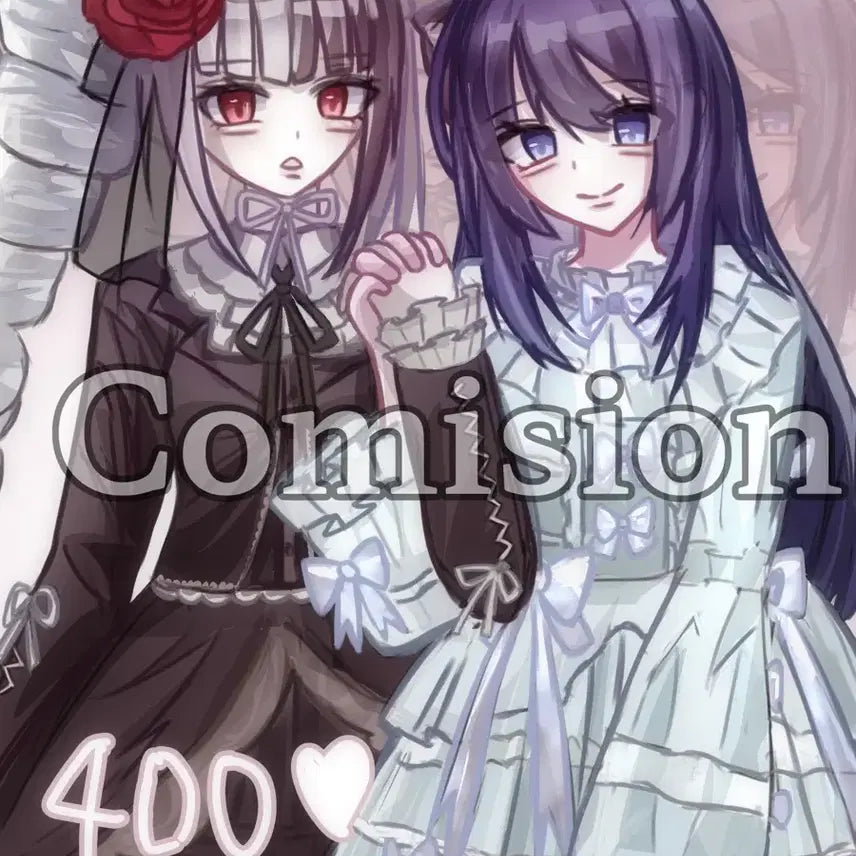 [BUNJANG] Custom Character Illustration Service - Geine Style / [2인 0.25] 미소녀 지뢰계 그림 커미션 페어 드림 중퀄