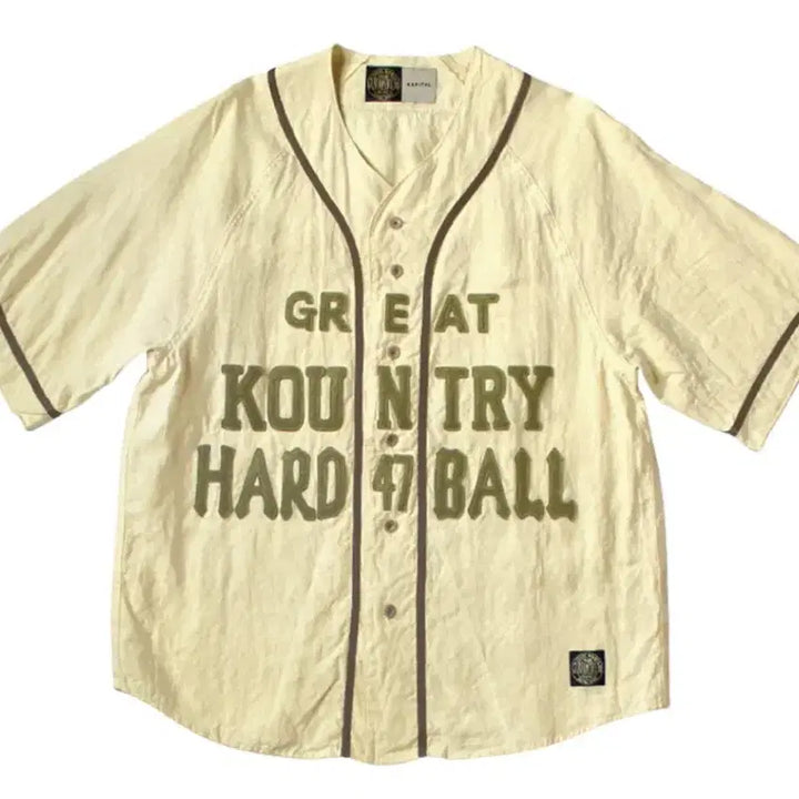 [BUNJANG] Kapital French Linen Great Country Baseball Shirt Light Yellow / 3) 캐피탈 프렌치 리넨 그레이트 컨트리 베이스볼 셔츠 라이트 옐로우