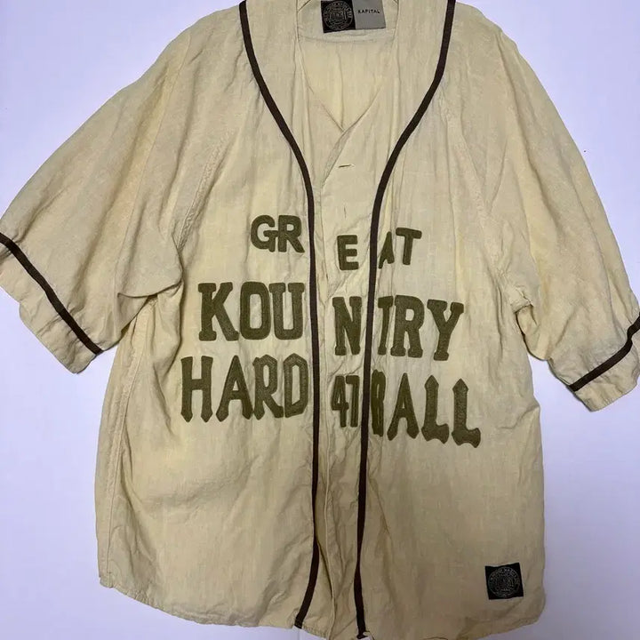 [BUNJANG] Kapital French Linen Great Country Baseball Shirt Light Yellow / 3) 캐피탈 프렌치 리넨 그레이트 컨트리 베이스볼 셔츠 라이트 옐로우