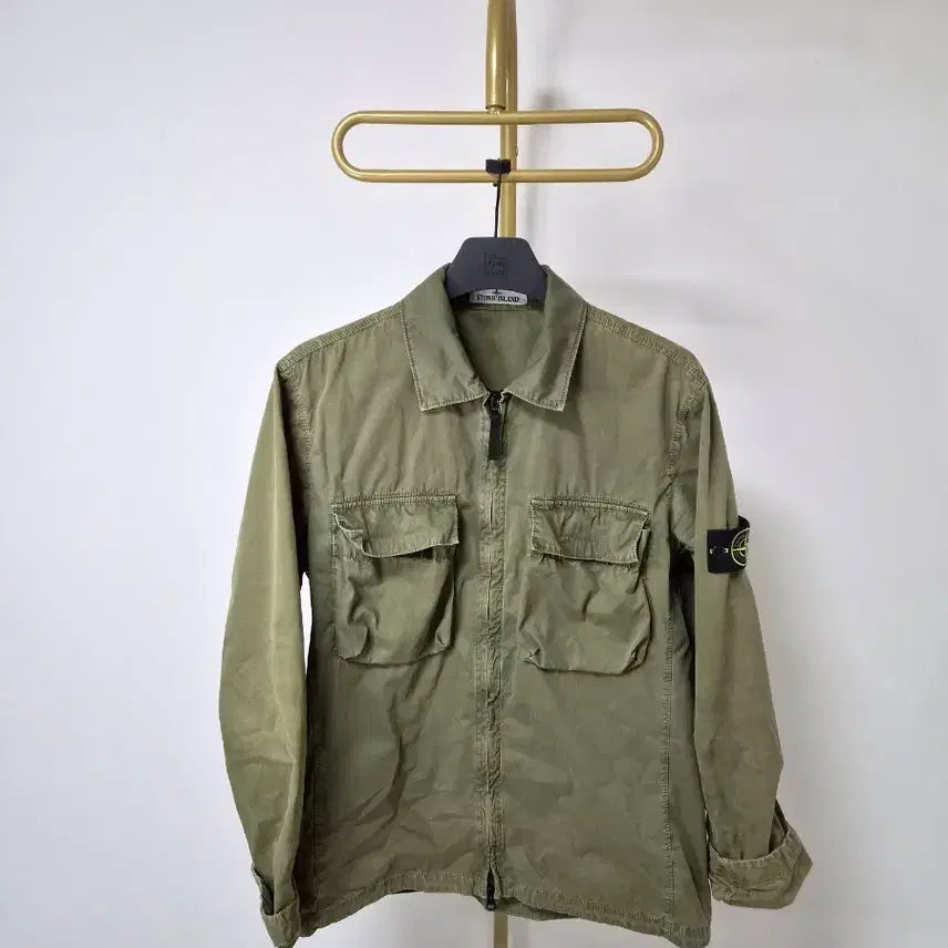 [BUNJANG] Stone Island Khaki Overshirt Size 100 / [L] 스톤아일랜드 오버셔츠