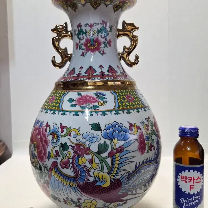 [BUNJANG] Blue Celadon Gilt White Porcelain Chilbo Phoenix Large Vase / 청대 금체 백자 칠보 봉황문 대화병 높이32cm무게1.7kg 할인처분