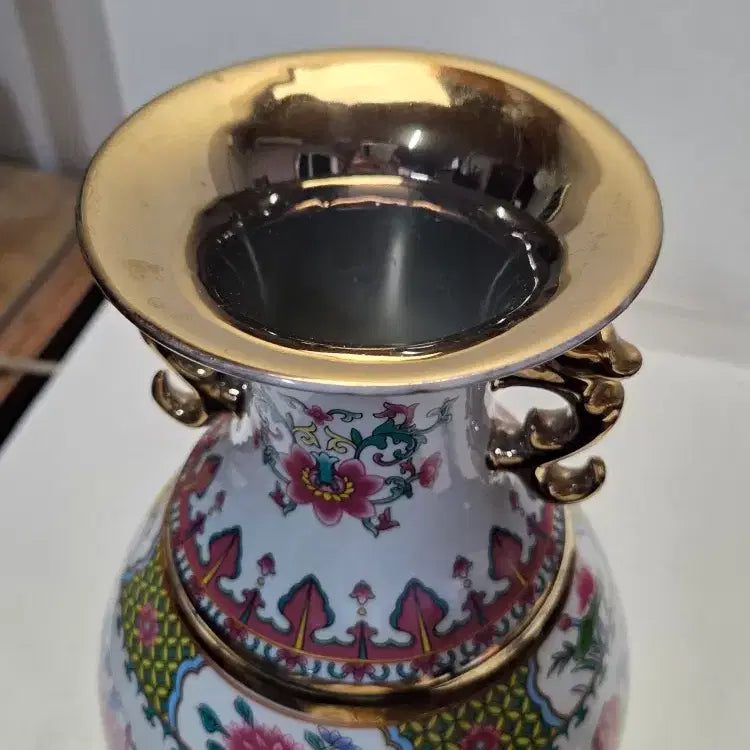 [BUNJANG] Blue Celadon Gilt White Porcelain Chilbo Phoenix Large Vase / 청대 금체 백자 칠보 봉황문 대화병 높이32cm무게1.7kg 할인처분