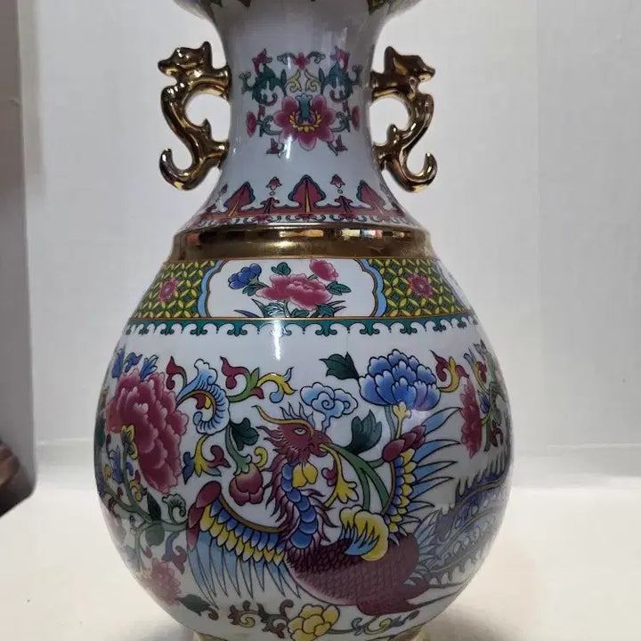 [BUNJANG] Blue Celadon Gilt White Porcelain Chilbo Phoenix Large Vase / 청대 금체 백자 칠보 봉황문 대화병 높이32cm무게1.7kg 할인처분