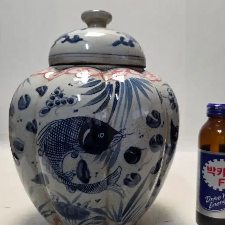 [BUNJANG] Blue and White Porcelain Moon Jar with Butterfly Motif / 청화백자 나비문 달항아리 지름23cm무게1.8kg 할인중