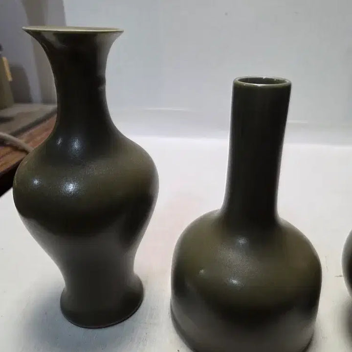 [BUNJANG] Rare Celadon Porcelain Vase Set (4 Pieces) / 청대 정요청자 주병,매병,화병 4점 일괄 할인 처분 평균높이16cm