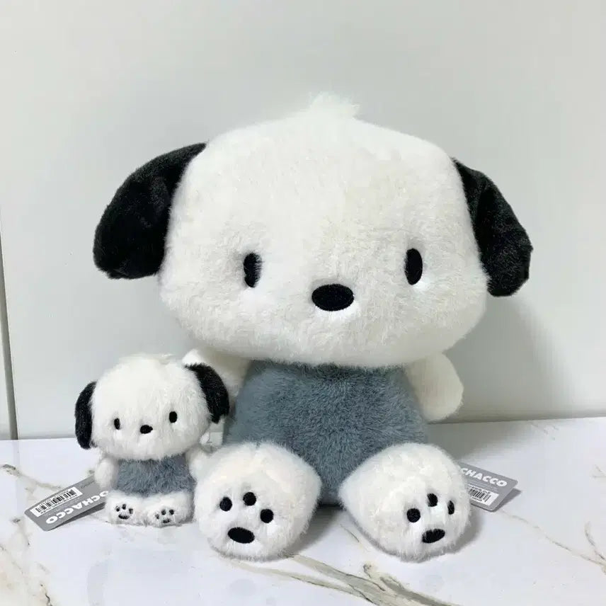 [BUNJANG] Sanrio Pochacco Monotone Plush Doll + Keychain Set / 산리오 모노톤 포차코 인형 + 키링 2종 세트 새상품
