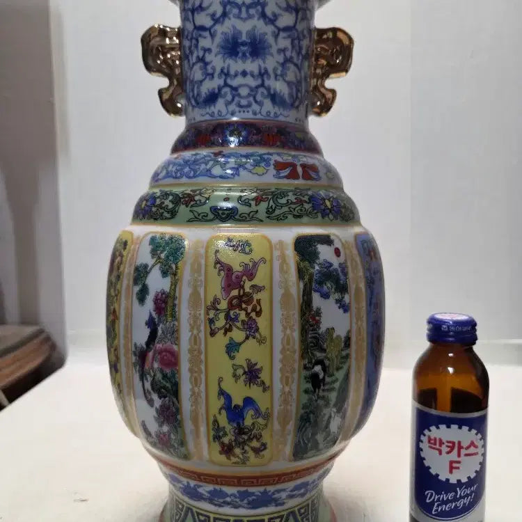 [BUNJANG] Large Blue Glaze Imperial Vase (Height 34cm) / 청대 대형 오체 황실 대화병 높이34cm 무게1.8kg 한시할인