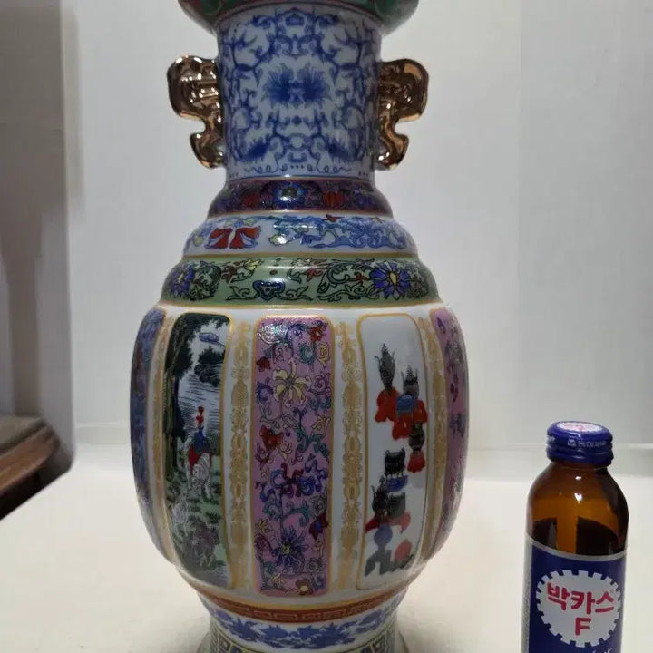 [BUNJANG] Large Blue Glaze Imperial Vase (Height 34cm) / 청대 대형 오체 황실 대화병 높이34cm 무게1.8kg 한시할인