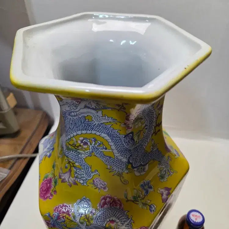 [BUNJANG] Large Celadon Dragon Motif Royal Vase / 초대형 청대 용무리 황실 대화병 높이42cm 무게4.1kg 정리처분가