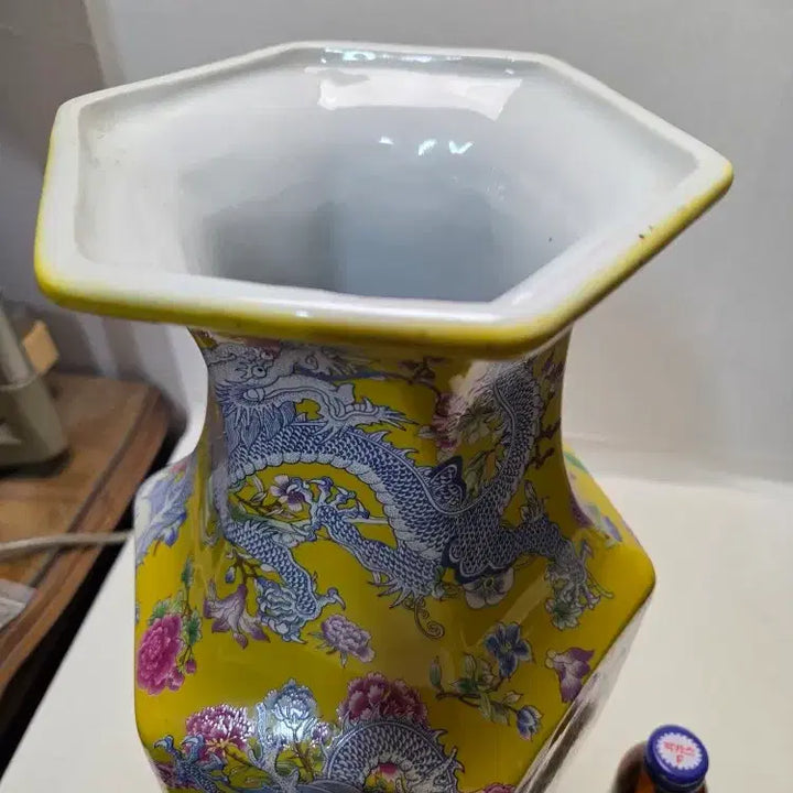 [BUNJANG] Large Celadon Dragon Motif Royal Vase / 초대형 청대 용무리 황실 대화병 높이42cm 무게4.1kg 정리처분가