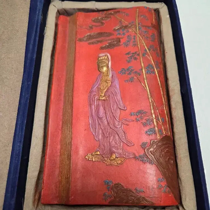 [BUNJANG] Antique Large Gwanseum Calligraphy Inkstone (22cm Vertical, 1.3kg) / 골동 대형 관세음 서예용 홍먹 세로22cm 무게1.3kg 대폭할인