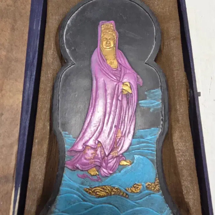 [BUNJANG] Large Antique Calligraphy Inkstone / 골동 대형 관세음 서예용 흑먹 세로23cm 무게636g 대폭할인