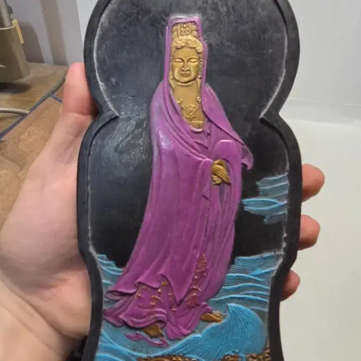 [BUNJANG] Large Antique Calligraphy Inkstone / 골동 대형 관세음 서예용 흑먹 세로23cm 무게636g 대폭할인