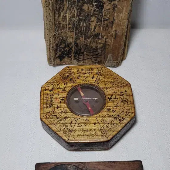 [BUNJANG] Antique Korean Geomancy Manuscript, Compass, and Palgack Pyeolcheon Set / 풍수지리(명당?)필사본.옛날나침반.패철(윤도)3점구성