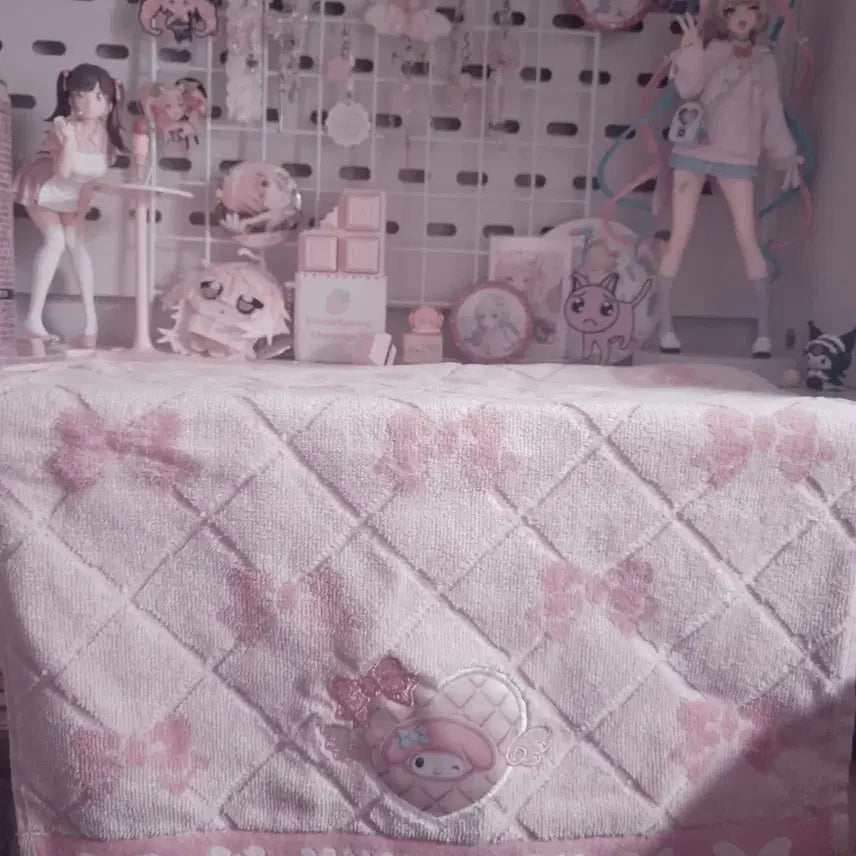 [BUNJANG] Sanrio My Melody Pink Angel Ribbon Towel Handkerchief / 산리오 아타리 쿠지 마이멜로디 핑크 타올 손수건 엔젤 천사 리본 10