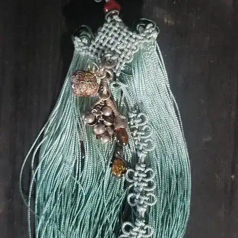 [BUNJANG] Sterling Silver Norigae with Amber, Cloisonné, and Gemstones / 은 노리개 작품