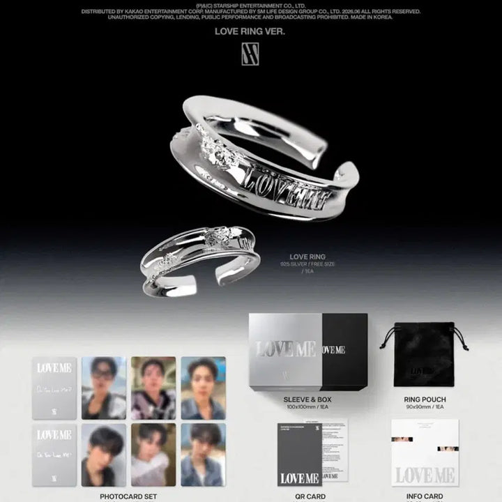 [BUNJANG] Monsta X Shownu X Hyungwon LOVE ME RING Version Limited Edition Silver Ring (Sealed) / 미개봉)몬스타엑스 셔누 형원 LOVE ME RING 링버전 은반지 한정반