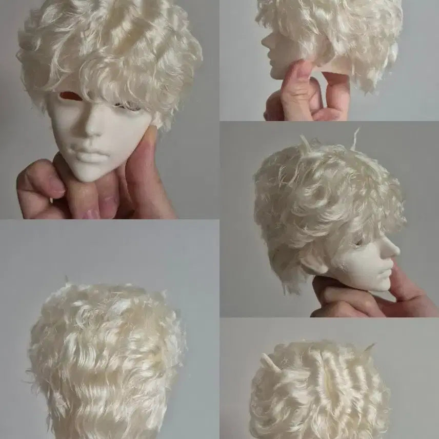 [BUNJANG] BJD Doll 75cm SD Size 8-9 inch Platinum Blonde Wig with Cat Ear Detail / bjd 구관 75 작은 SD~SD 사이즈 8-9인치 백금발 셋팅 가발