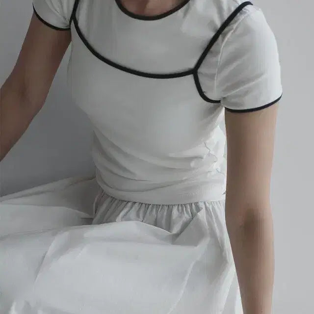 [BUNJANG] Laroom Short-Sleeve T-shirt &amp; Tank Top Set / 라룸 반팔 티셔츠 나시 세트
