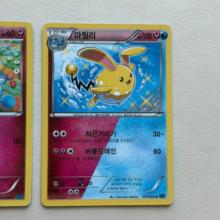 [BUNJANG] Pokemon Ancient Pack Shiny Marill / Azumarill 2 Cards / 귀여운 포켓몬 고대팩 카드 마릴/마릴리 이로치 2장