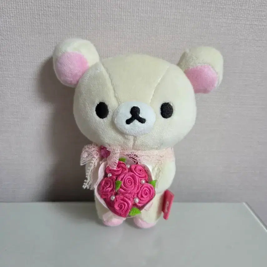 [BUNJANG] San-X Rilakkuma Rose Bouquet Keyring Plush / 산엑스 정품 장미꽃다발 코리락쿠마 키링 인형
