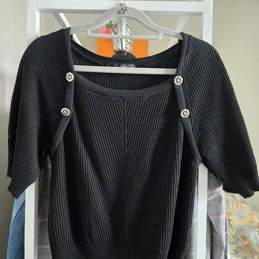 [BUNJANG] JucNitt Square Neck Knit &amp; SJSJ Wide Fit Jeans Set / 주크니트+SJSJ청바지