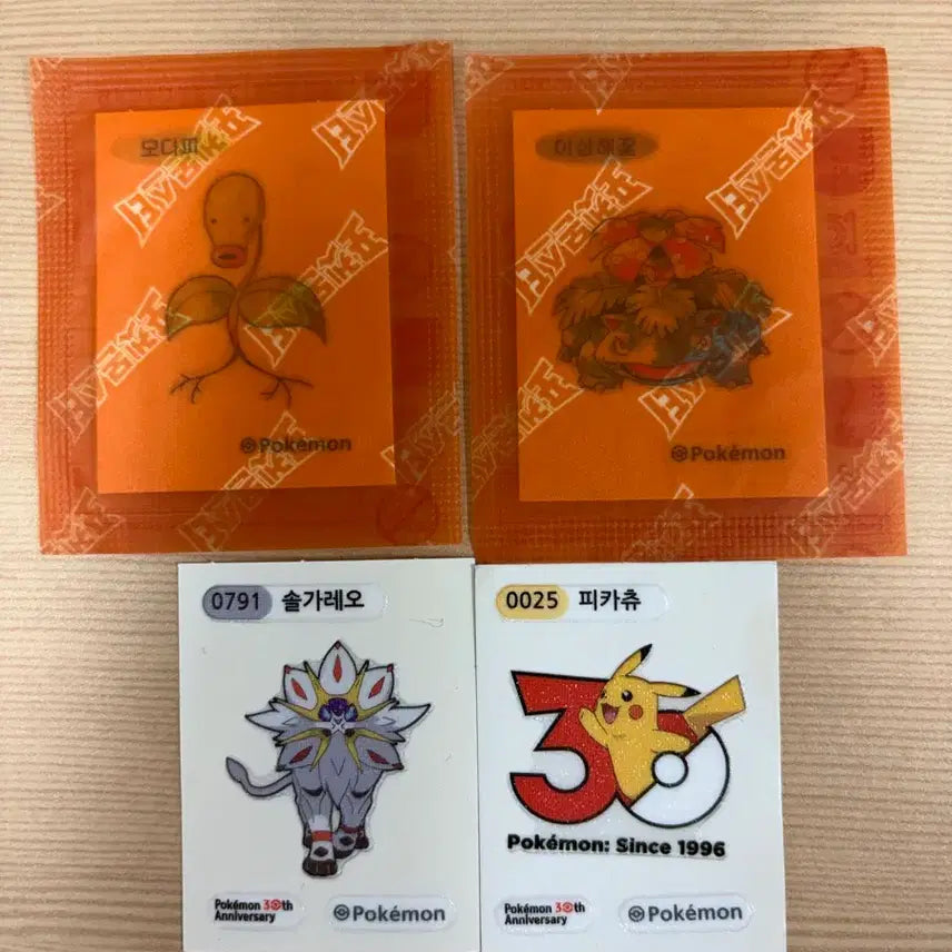 [BUNJANG] Pokemon 30th Anniversary Sticker Set: Pikachu, Solgaleo, Bulbasaur, Monaphi / 포켓몬스터 띠부실 30주년 피카츄 솔가레오 이상해꽃 모나피