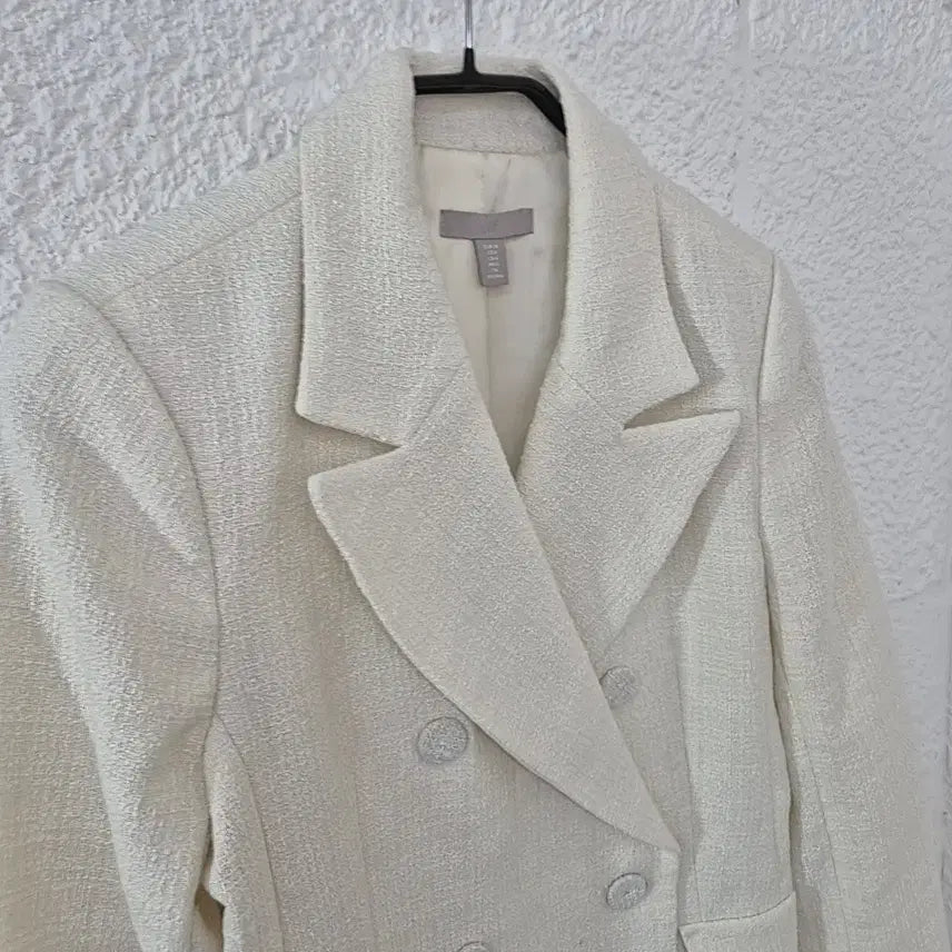 [BUNJANG] H&amp;M Tweed Double Button Jacket Ivory / h&amp;m 트위드 더블 버튼 재킷 아이보리