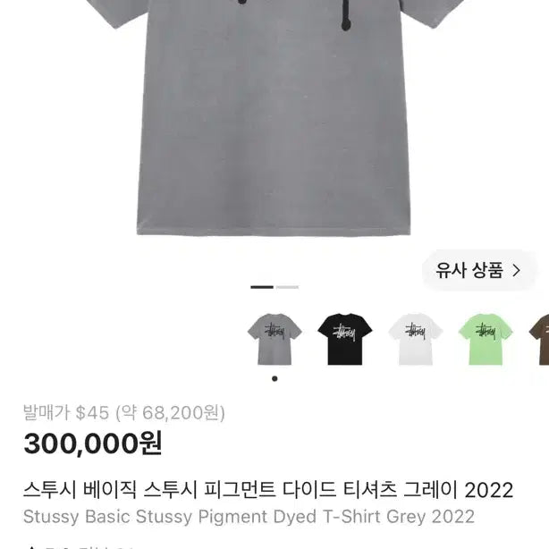 [BUNJANG] Stussy Basic Pigment Dyed T-Shirt Grey XL / 스투시 베이직 스투시 피그먼트 다이드 티셔츠 그레이 2022