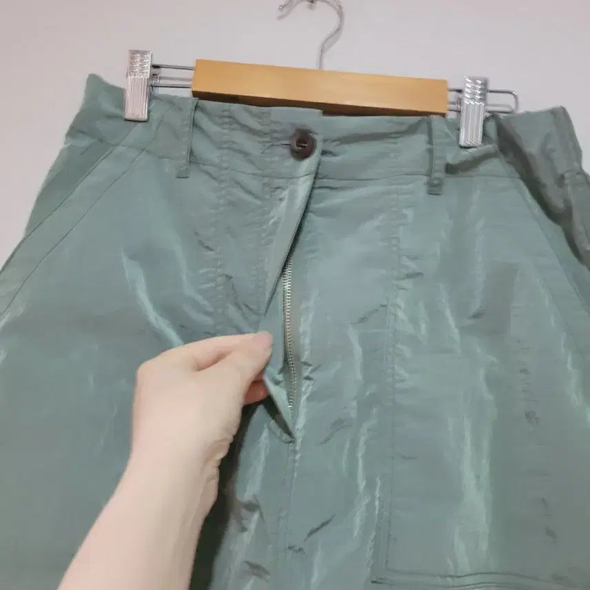 [BUNJANG] Bimin Crinkly Cargo Long Skirt Khaki / 제평 바이민 바스락 스커트