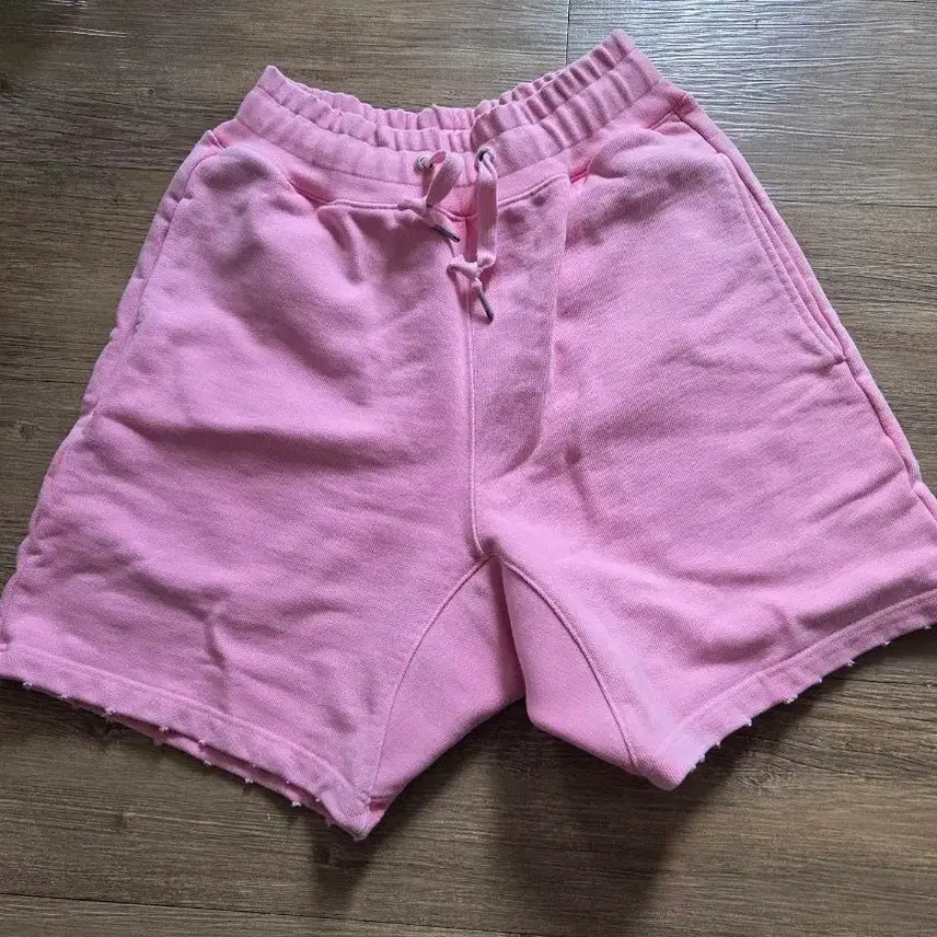 [BUNJANG] ALL EYES DOWN Pink Washed Training Shorts / 올아이즈다운 핑크 워싱 츄리닝 반바지